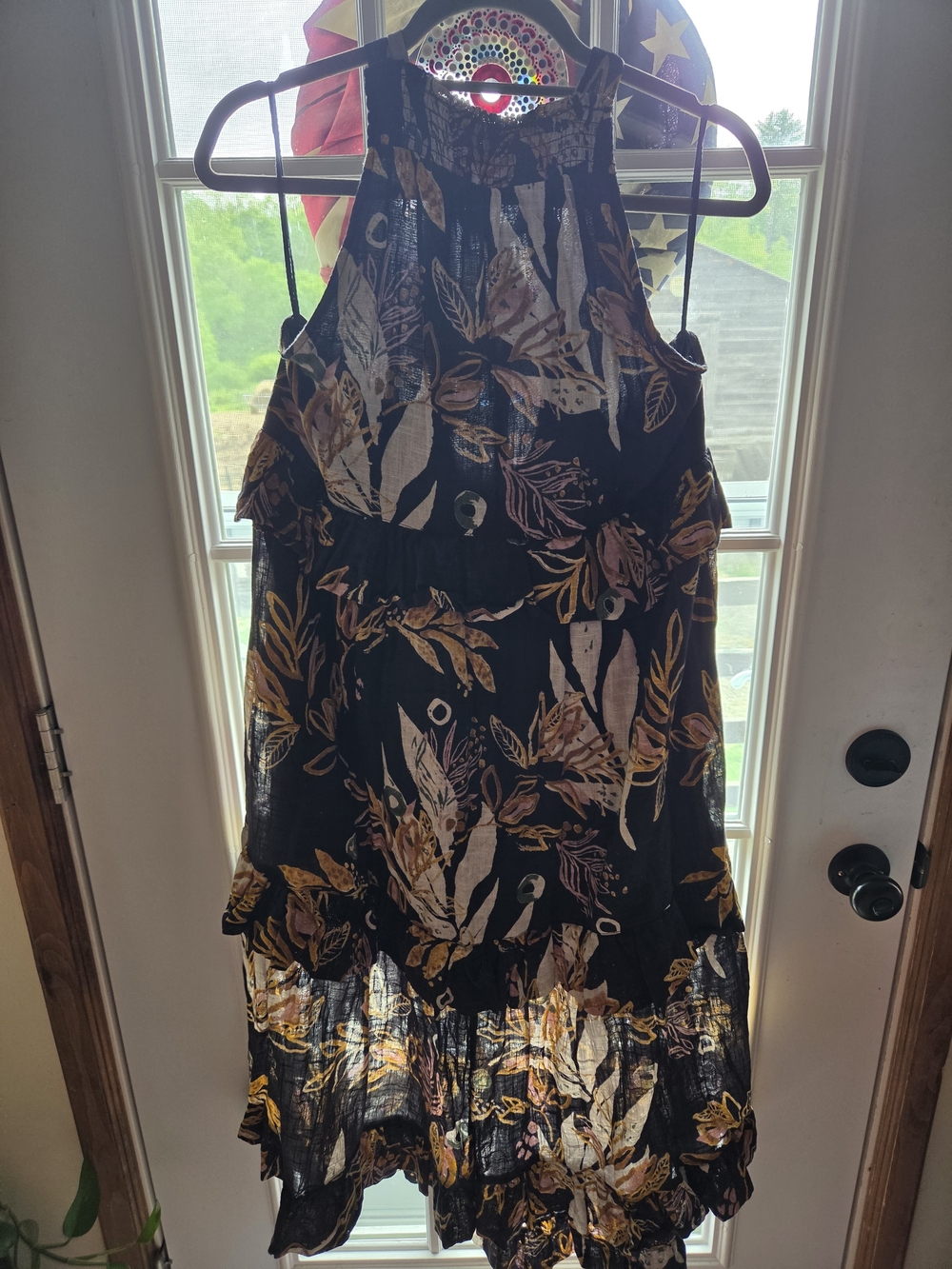 Free People Black Floral Halter Midi Dress